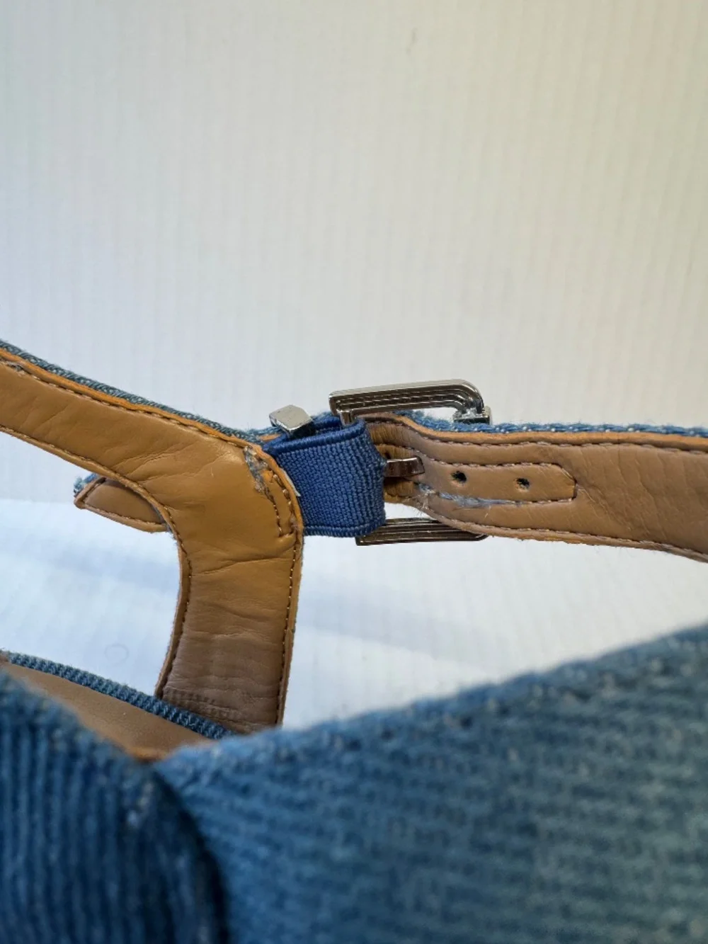 AEROSOLES Denim Blue Crossband Wedge Sandals